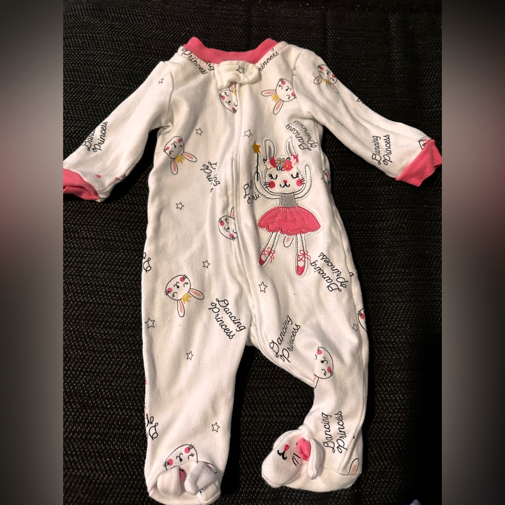 One piece pink girl 0-3 months Ballerina footies.
